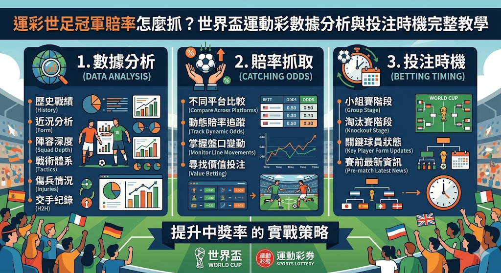 運彩世足冠軍賠率怎麼抓？世界盃運動彩數據分析與投注時機完整教學