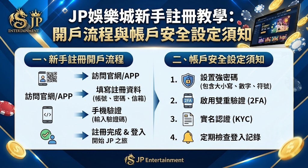 JP娛樂城新手註冊教學:開戶流程與帳戶安全設定須知