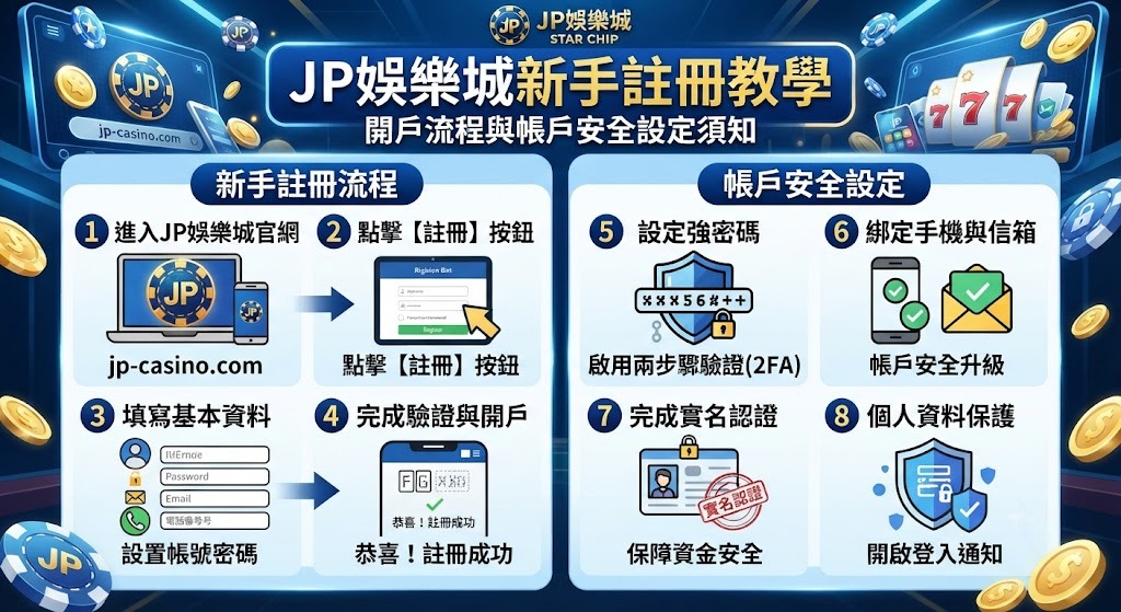 JP娛樂城新手註冊教學:開戶流程與帳戶安全設定須知
