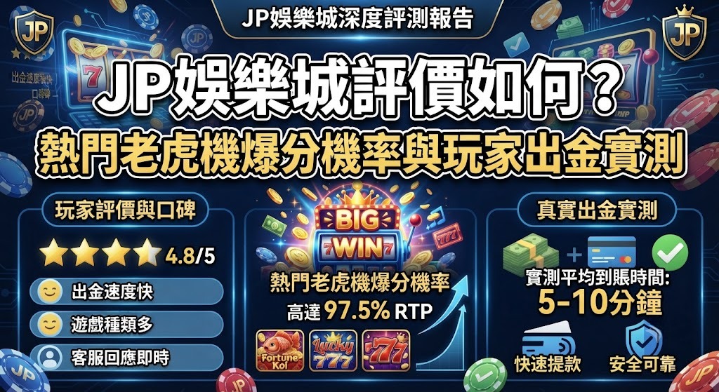 jp娛樂城評價如何?熱門老虎機爆分機率與玩家出金實測